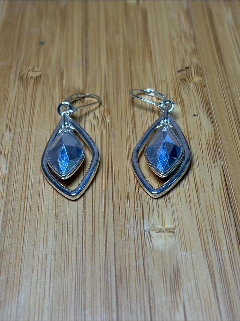 125 Silver Toned Marquise Dangle Hook Closure Earrings